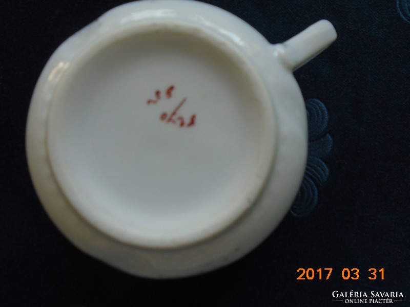 Antique Viennese Bidermeyer, imposing, violet, relief pattern, thick village hand-numbered tea cup