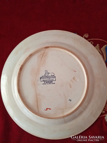 3 pcs - xix.No. - Dutch porcelain faience petrus regout - 1 flat plate timor, 2 cups / mugs