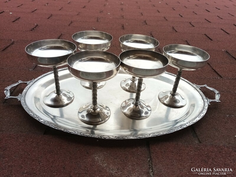 Famipa prizren huge silver plated tray with glasses