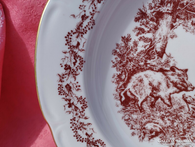 Antique German porcelain, wild boar deep plate