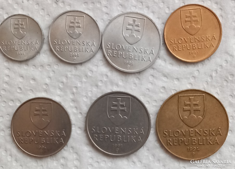 Szlovákia euró előtti pénzérméi 7 db.(1993-94)