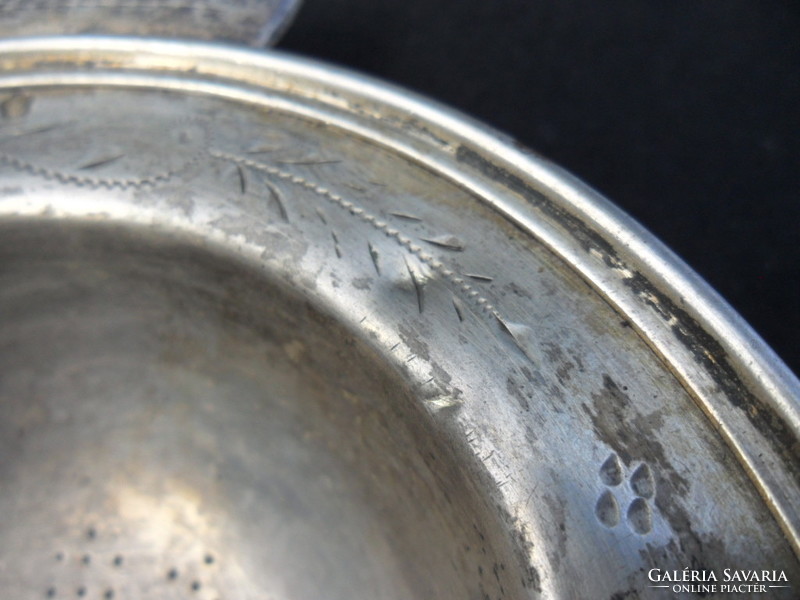 Antique silver tea strainer with bone holder hermann südfeld