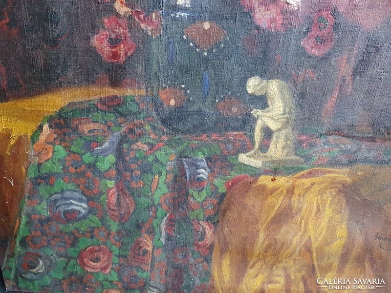 Sárossy Eta : Csendélet olaj vászon festmény, jelzett - 04303