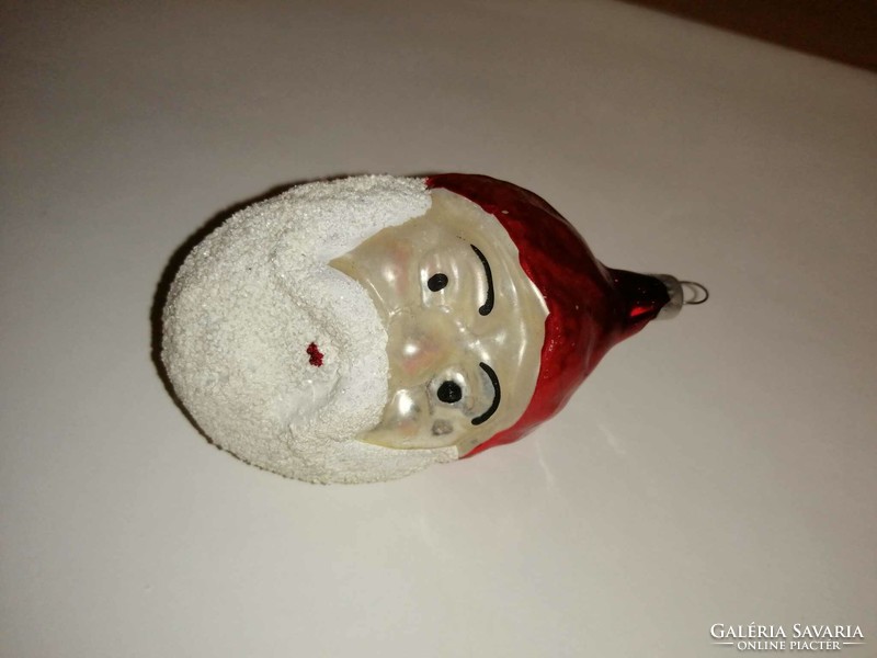 Old glass Christmas tree decoration Santa Claus - 8 cm