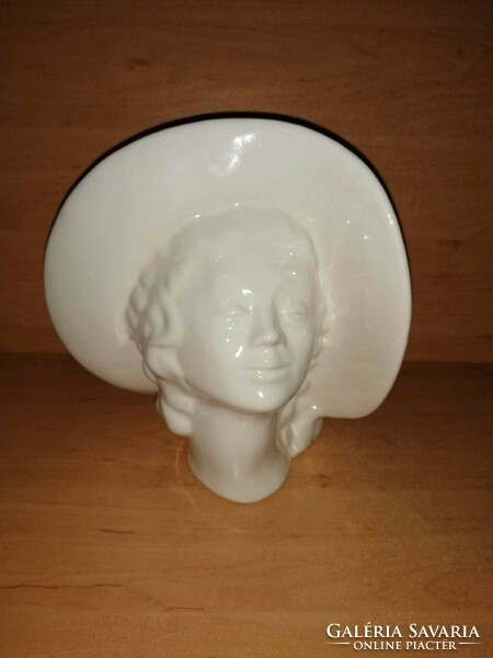 Gyönyörű antik Viktoriánus váza kalapos hölgy - 22 cm magas