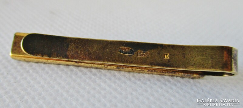 Nice old silver men's tie clip with stones