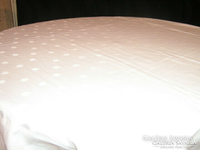 Beautiful vintage speckled white huge damask tablecloth