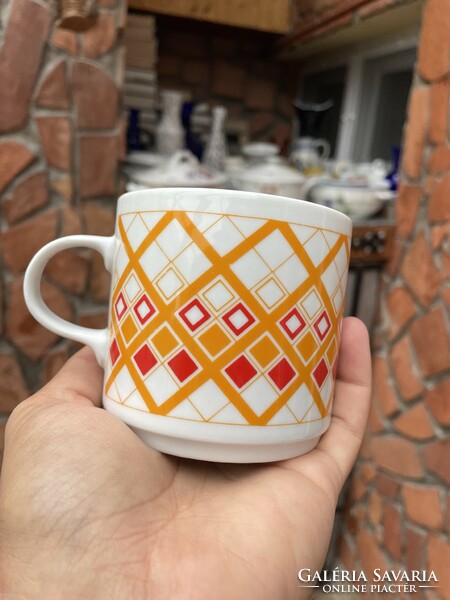 Alföldi porcelain in-house factory checkered cube patterned mug mugs collector's piece of nostalgia