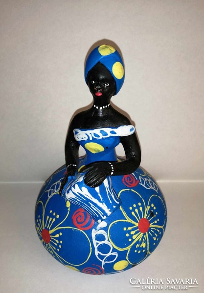 Happy girl with a drum ceramic figurine - 17 cm high (24/d)