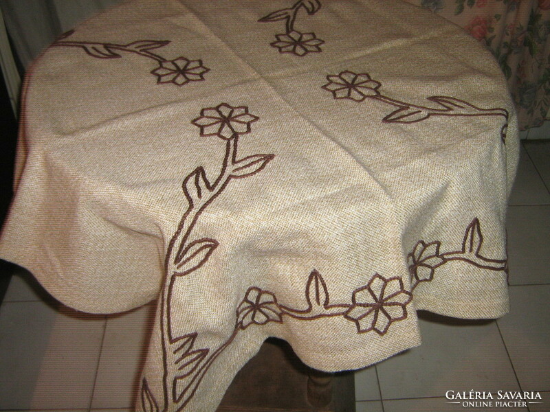 Beautiful floral embroidered woven tablecloth