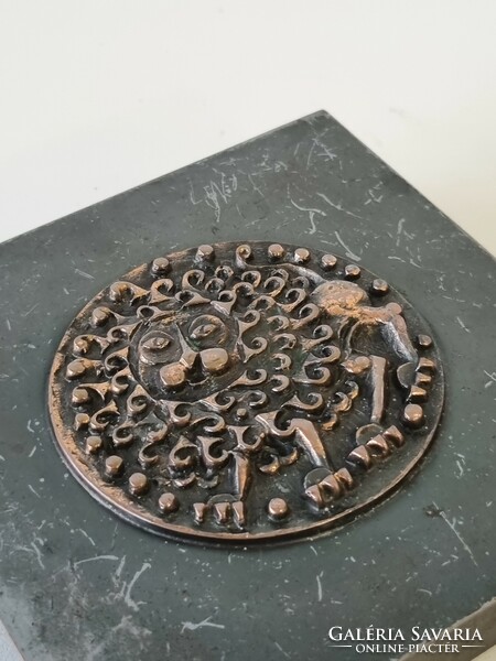 Industrial bronze/copper box marked Otto Kopcsányi, with relief decoration