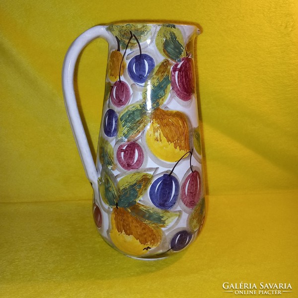 Fruit pattern, Italian, ceramic jug, spout or vase.