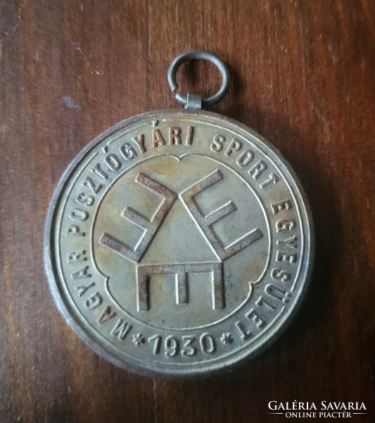 Marked (puder i.) István Pincés puder, birkózó medal, Hungarian post office sports association 1930