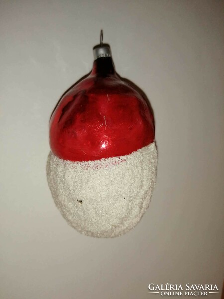 Old glass Christmas tree decoration Santa Claus - 8 cm