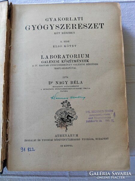 Dr. Béla Nagy: textbook of pharmacy for beginners iii/2. Practical pharmacy