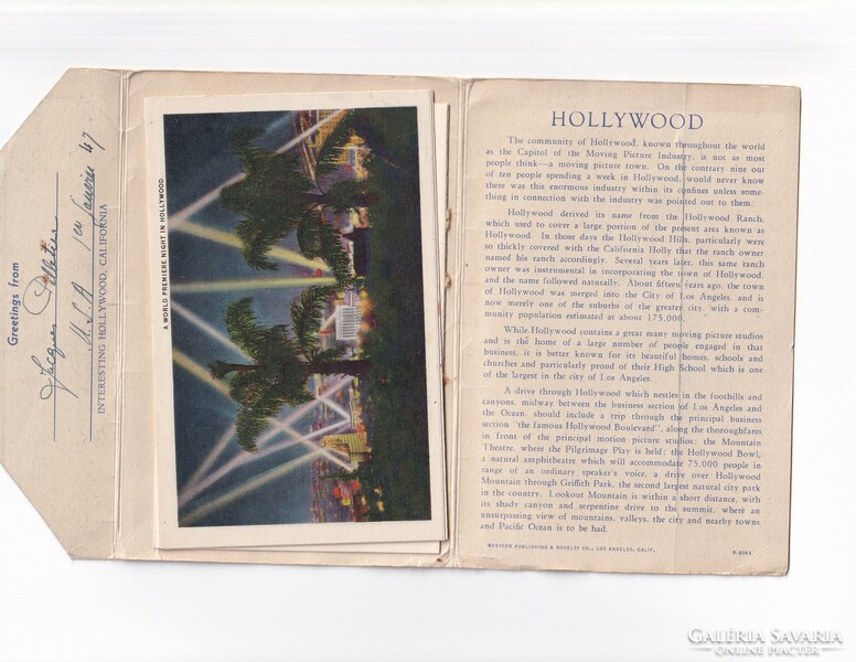 Welcome Hollywood envelope postcard 1940-1945 (2 pages beautiful leporello)