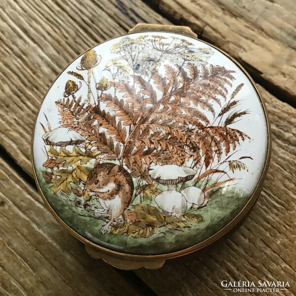 Old English fire enamel jewelry box