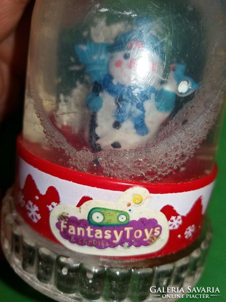Retro trafikáru Fantasy Toys hógömb Hóember figurás , a talpán golyós ügyességi játéka képek szerint