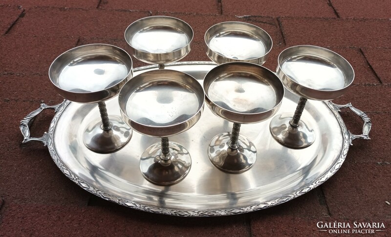 Famipa prizren huge silver plated tray with glasses