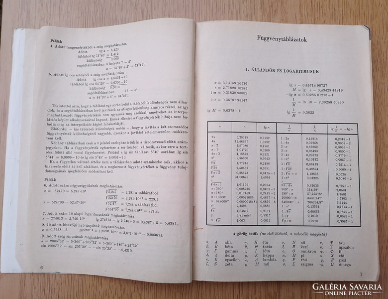 Négyjegyű függvénytáblázatok - Matematikai, fizikai, kémiai összefüggések (Tankönyvkiadó 1977)