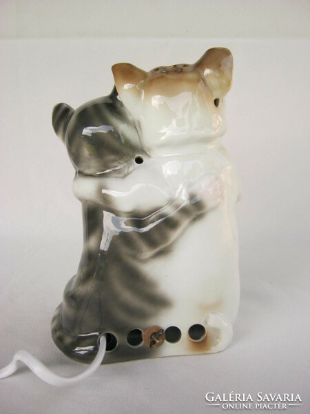 Retro ... Porcelain lamp dog and cat are two good friends