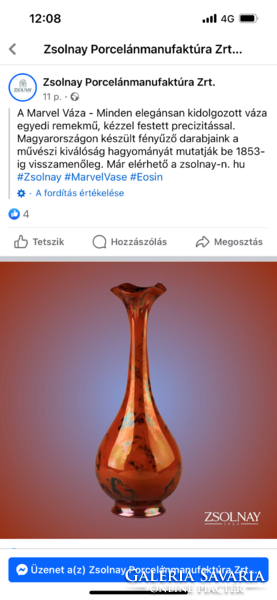 Zsolnay Eozin Marvel váza
