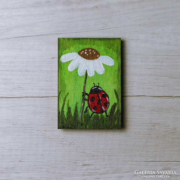Painted refrigerator magnet - ladybug