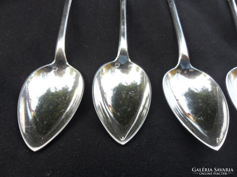 Set of 6 English-style silver tea spoons