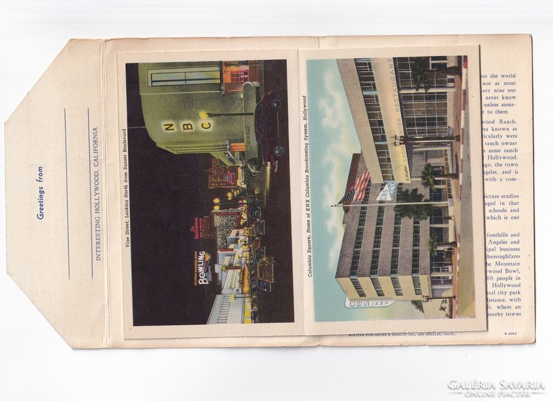 Üdvözlő Hollywood boríték-képeslap 1940-1945 (2 oldalas gyönyörű leporelló)"RITKA"postatiszta