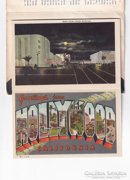 Üdvözlő Hollywood boríték-képeslap 1940-1945 (2 oldalas gyönyörű leporelló)"RITKA"postatiszta