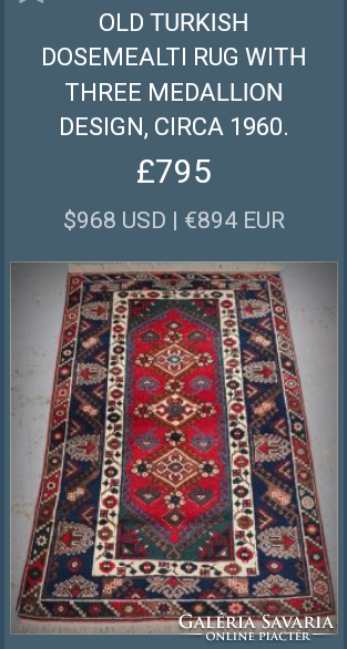 Hand-knotted dosemealti Turkish carpet. Negotiable.
