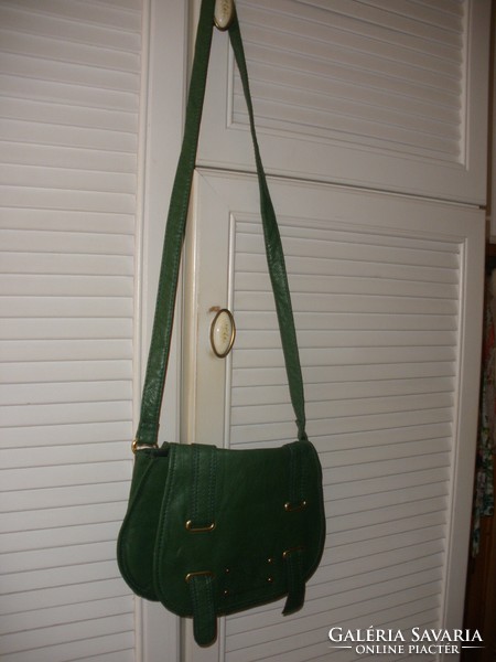 Green synthetic leather bag, shoulder bag