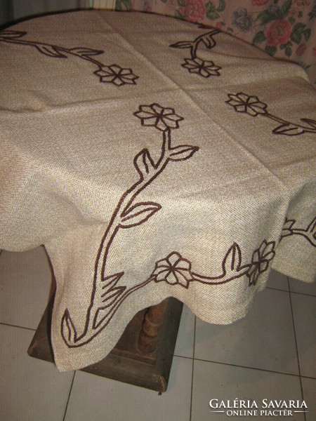 Beautiful floral embroidered woven tablecloth