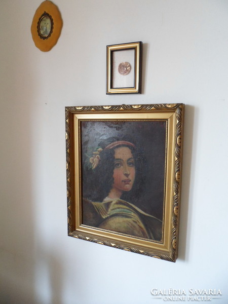 Lorizi Bazzani Torino 1891. Female portrait oil on canvas in a gilded frame