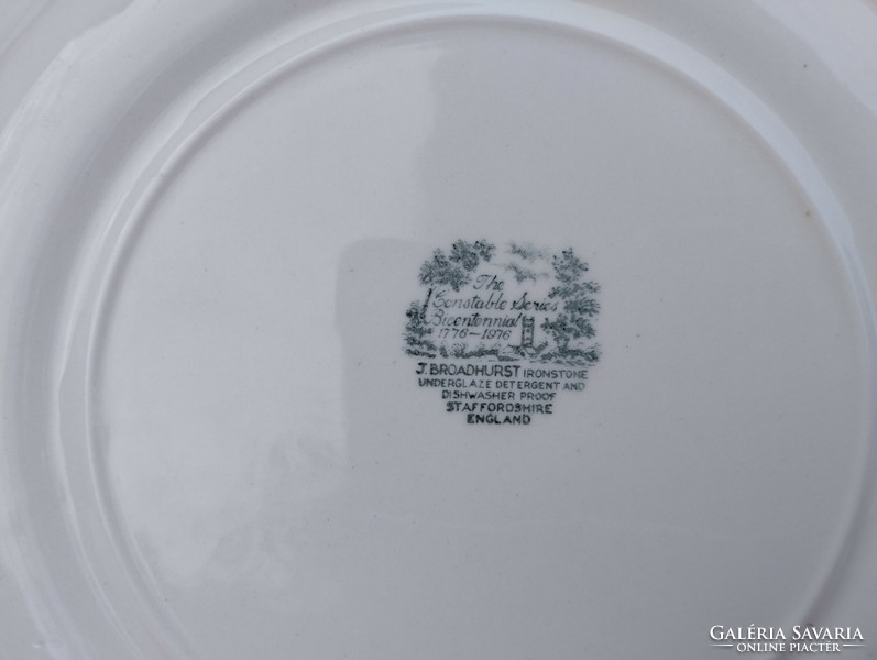 Jelenetes angol porcelán nagy lapos kínáló tál, asztalközép
