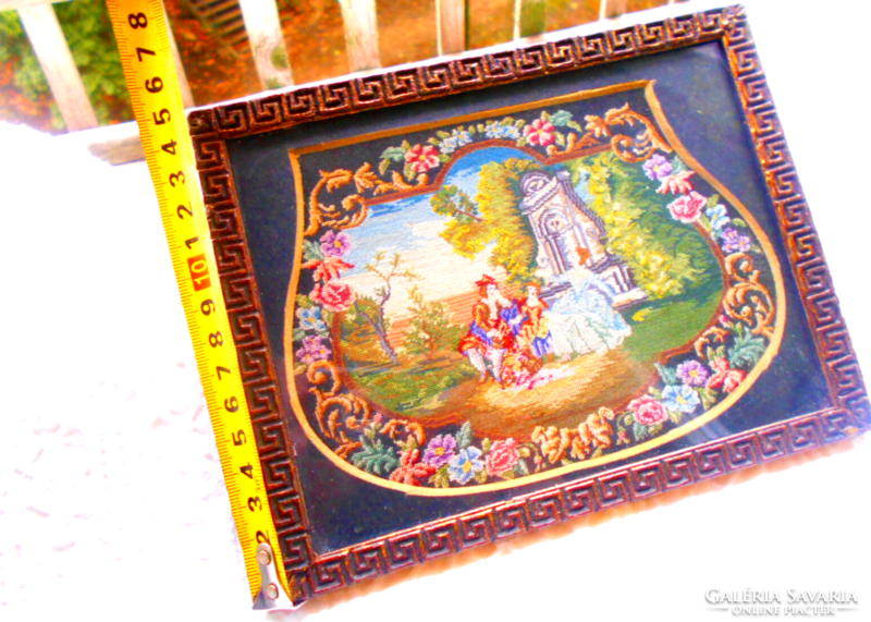 -Antique handmade needle tapestry picture framed beautiful handicraft work