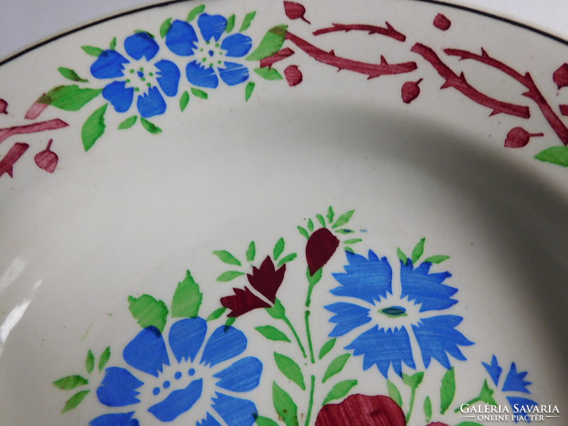 Wilhelmsburgi antik keménycserép tányér búzavirágos dekorral