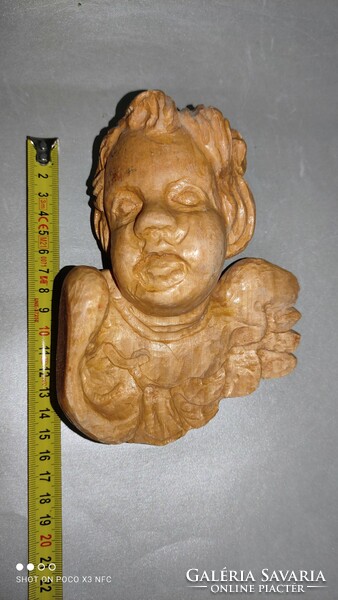 Old craftsman large Art Nouveau carved wooden putto angel wall and Christmas tree decoration table decoration