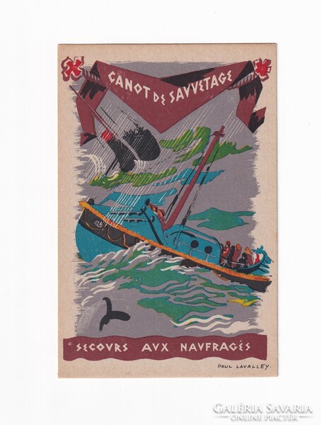 Művészi képeslap Paul Lavalley 1940-1944 (A mentőcsónak) postatiszta