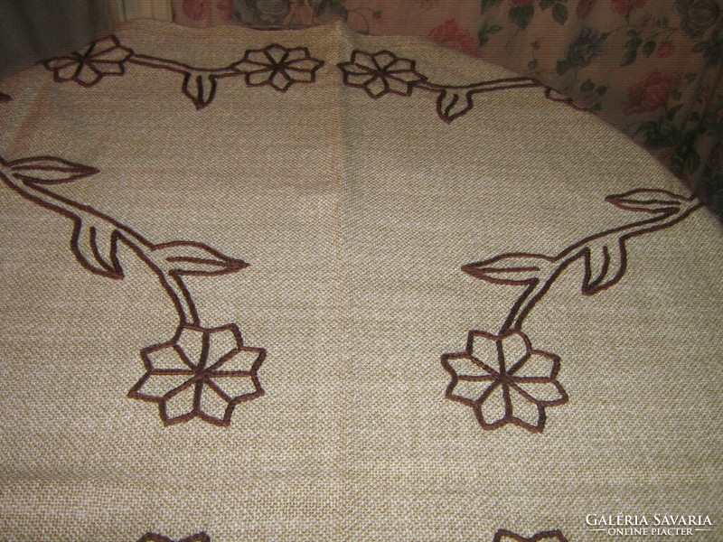 Beautiful floral embroidered woven tablecloth