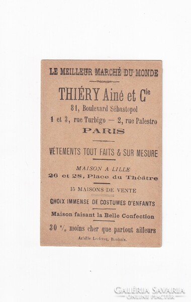Thiéry Aine Párizsi piac antik Litho téli reklám gyűjtői kártyája