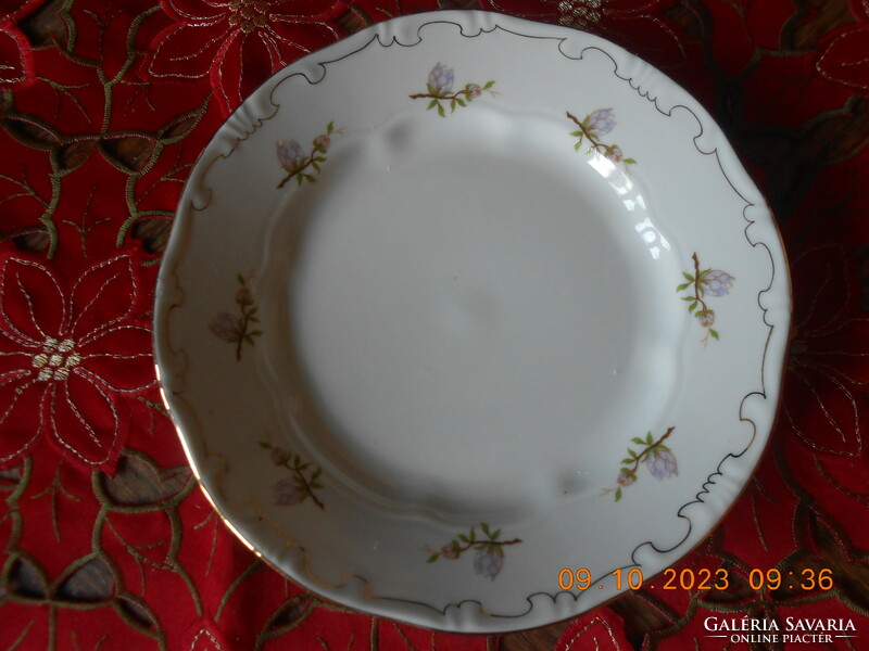 Zsolnay purple peach flower pattern cake plate