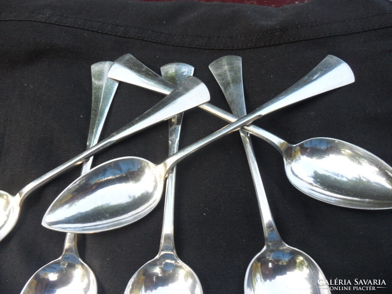 Set of 6 English-style silver tea spoons