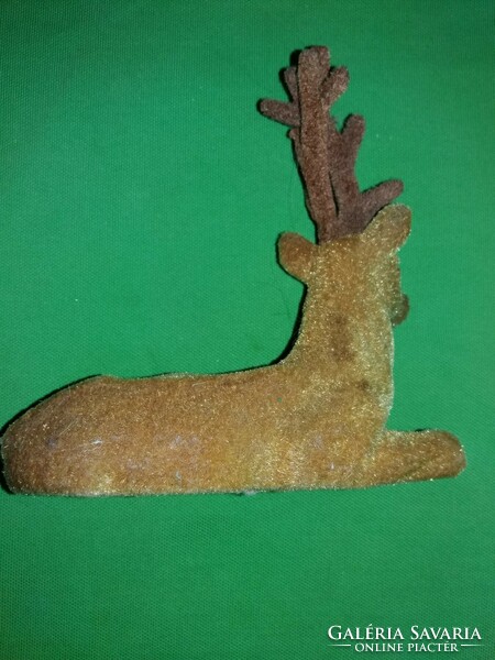 Antik mikrobársony bevonatú fekvő karácsonyi szarvas figura nagyon ritka 16x15 cm képek szerint