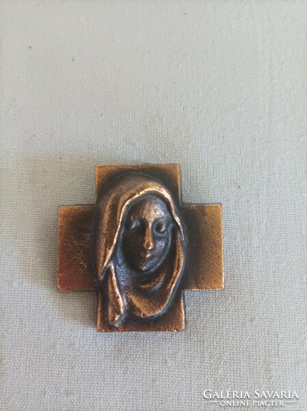 Virgin Mary small copper wall cross