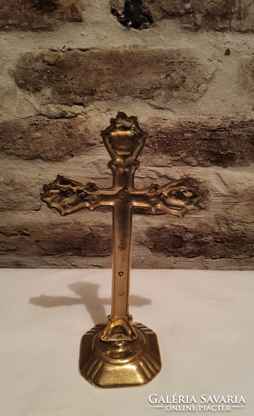 Brass table standing crucifix