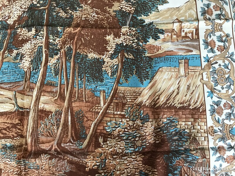 Tie Rack kendő tájképes festmény mintával, 87 x 87 cm