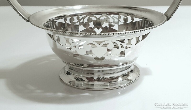 Art deco basket with silver handles