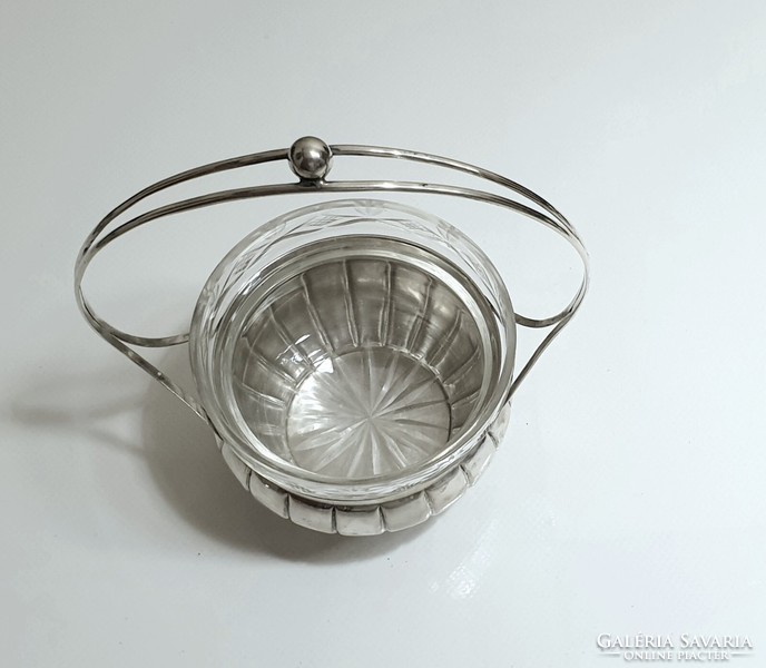 Silver art deco offering basket