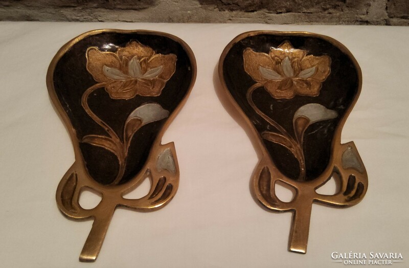 Brass fire enamel decoration offering/decorative object 2 pcs
